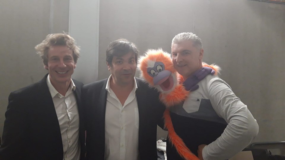 Arsène, Gérard et Christian, en coulisses après le spectacle