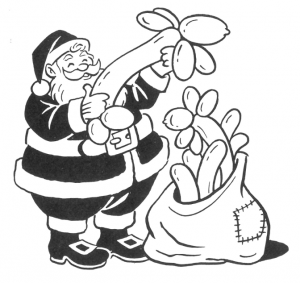 pere noel avec sac et ballons